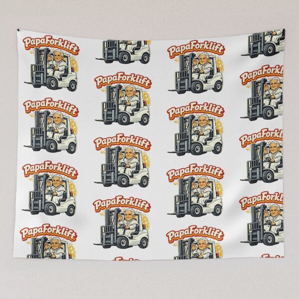 Item preview, PapaForklift – Friendly Pope in White Forklift designed and sold by RetroNibylander.