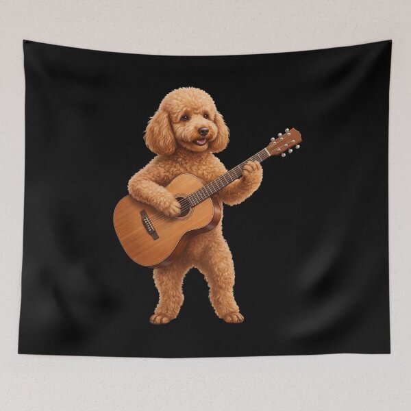 Item preview, Poodle Playing Acoustic Guitar Player Guitarist Dog Lover designed and sold by DoodleTortle.