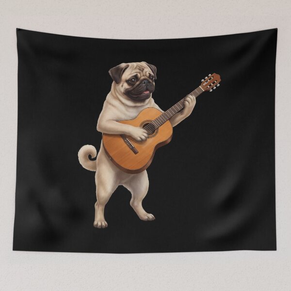 Item preview, Pug Playing Acoustic Guitar Player Guitarist Dog Lover designed and sold by DoodleTortle.
