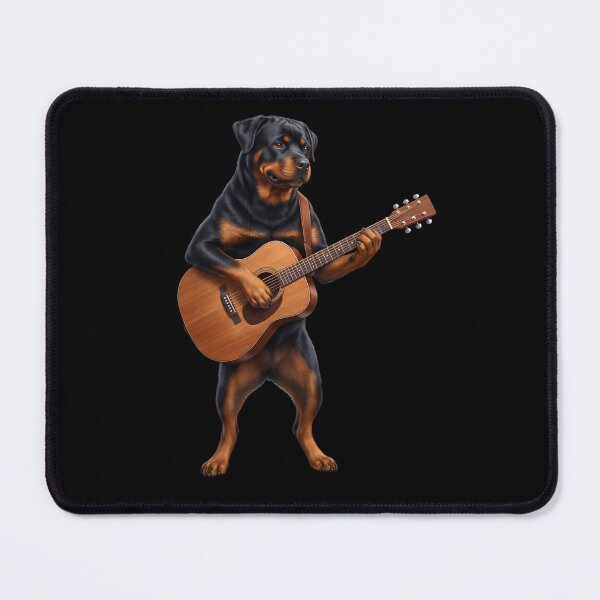 Item preview, Rottweiler Playing Acoustic Guitar Player Guitarist Dog Lover designed and sold by DoodleTortle.