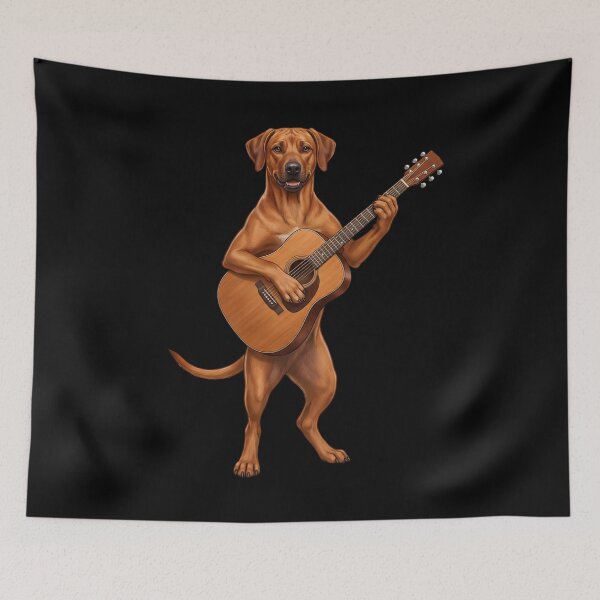 Item preview, Rhodesian Ridgeback Playing Acoustic Guitar Player Guitarist Dog Lover designed and sold by DoodleTortle.