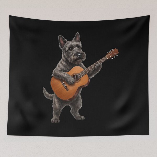 Item preview, Scottish Terrier Playing Acoustic Guitar Player Guitarist Dog Lover designed and sold by DoodleTortle.