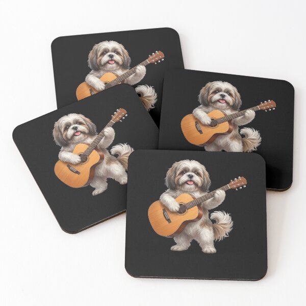 Item preview, Shih Tzu Playing Acoustic Guitar Player Guitarist Dog Lover designed and sold by DoodleTortle.