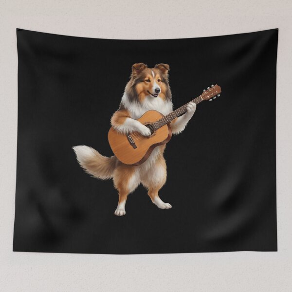 Item preview, Shetland Sheepdog Playing Acoustic Guitar Player Guitarist Dog Lover designed and sold by DoodleTortle.