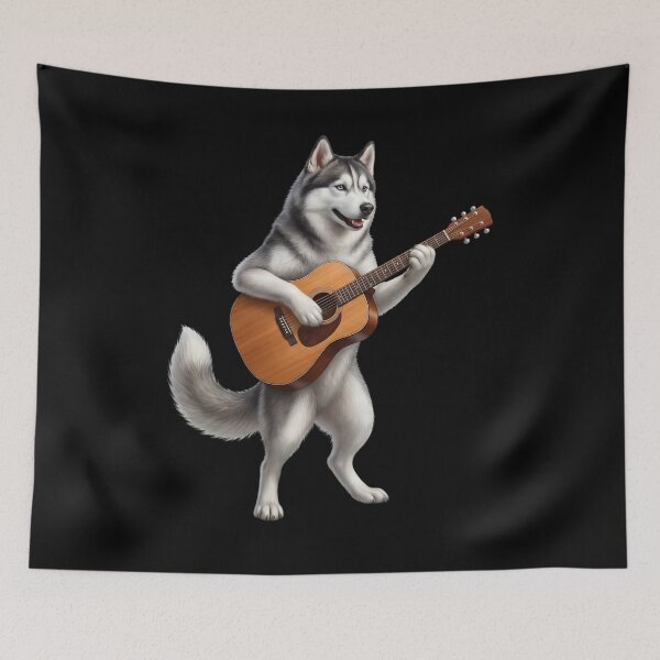 Item preview, Siberian Husky Playing Acoustic Guitar Player Guitarist Dog Lover designed and sold by DoodleTortle.