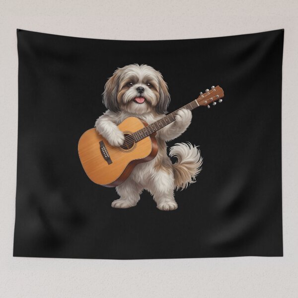 Item preview, Shih Tzu Playing Acoustic Guitar Player Guitarist Dog Lover designed and sold by DoodleTortle.