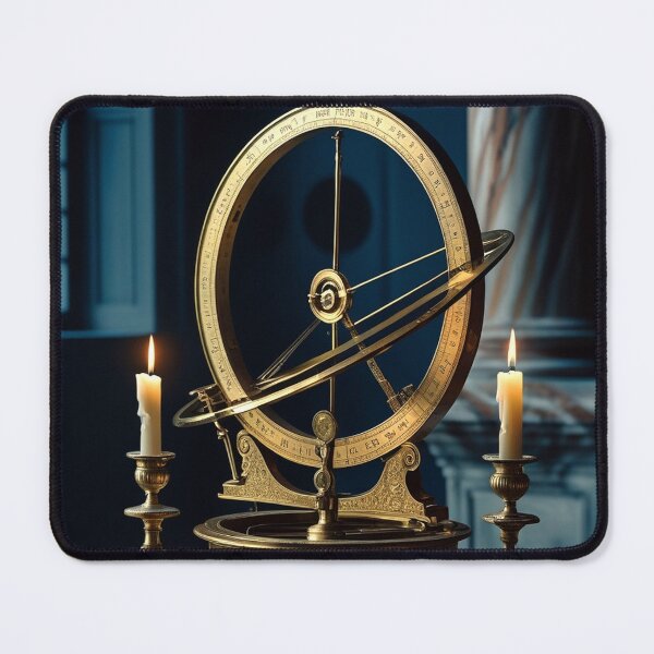 Item preview, Brass Astrolabe in Candlelight — Vintage Astronomy Dark Academia Print designed and sold by semenol.
