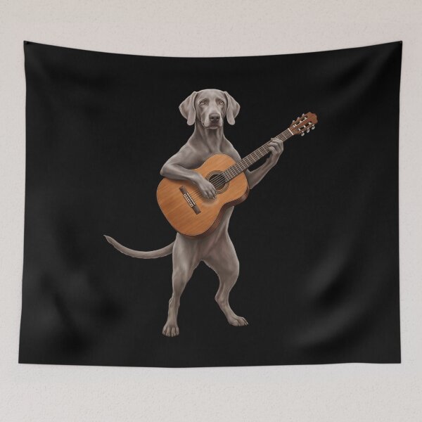 Item preview, Weimaraner Playing Acoustic Guitar Player Guitarist Dog Lover designed and sold by DoodleTortle.