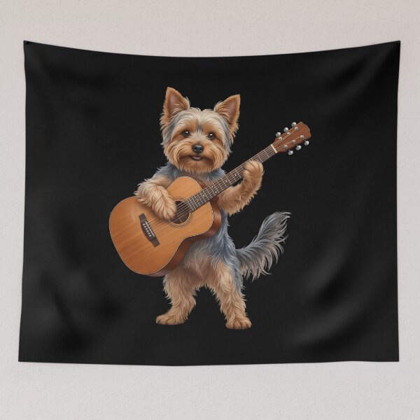 Item preview, Yorkshire Terrier Playing Acoustic Guitar Player Guitarist Dog Lover designed and sold by DoodleTortle.