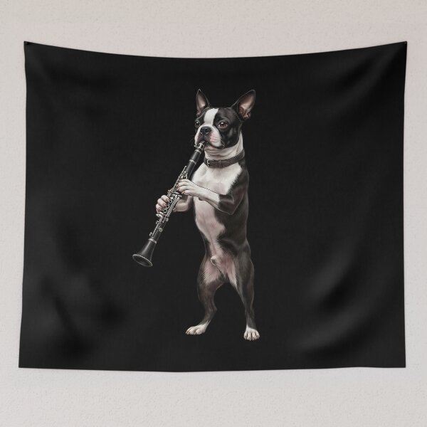 Item preview, Boston Terrier Playing Clarinet Player Clarinetist Dog Lover designed and sold by TerryConnells.