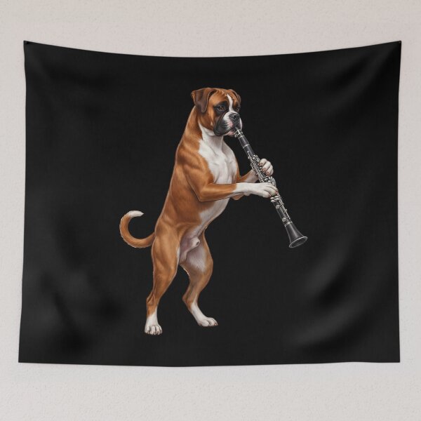 Item preview, Boxer Dog Playing Clarinet Player Clarinetist Dog Lover designed and sold by TerryConnells.