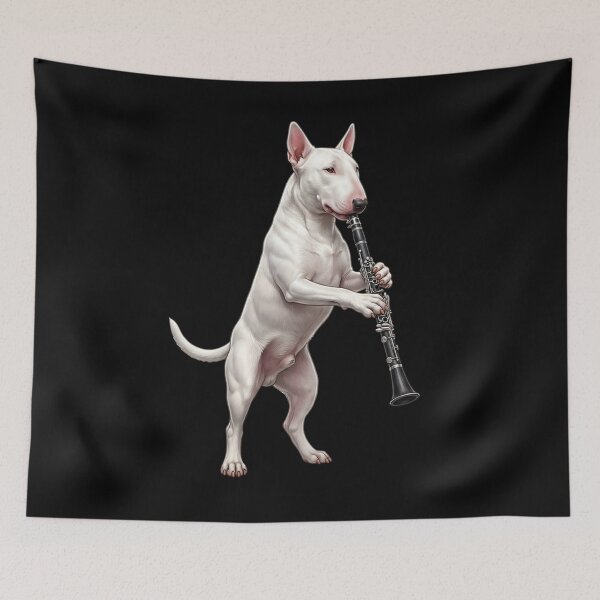Item preview, Bull Terrier Playing Clarinet Player Clarinetist Dog Lover designed and sold by TerryConnells.