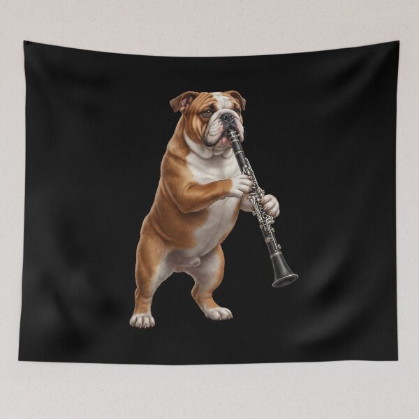 Item preview, Bulldog Playing Clarinet Player Clarinetist Dog Lover designed and sold by TerryConnells.