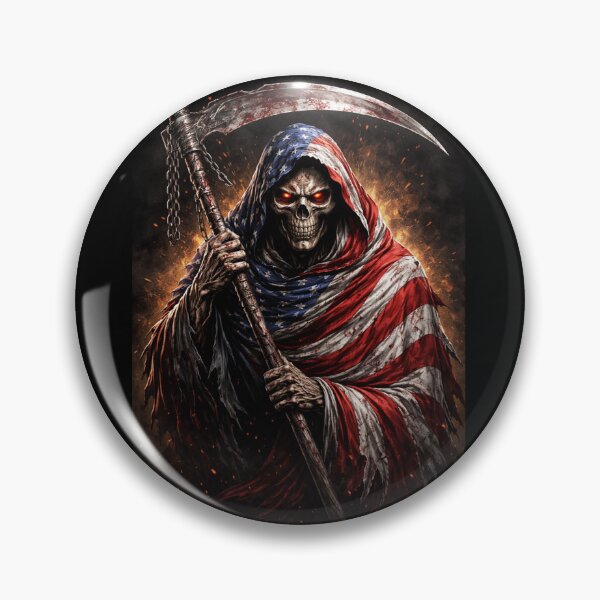 Item preview, American Flag Grim Reaper Sticker – Patriotic Skull Reaper Dark Gothic Art designed and sold by MaulCabral Designs.