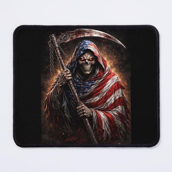 Item preview, American Flag Grim Reaper Sticker – Patriotic Skull Reaper Dark Gothic Art designed and sold by MaulCabral Designs.