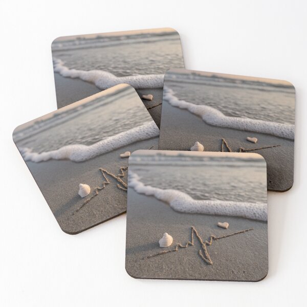 Item preview, Heartbeat Lifeline Pulse and Small Heart in Beach Sand designed and sold by chase-thewave.