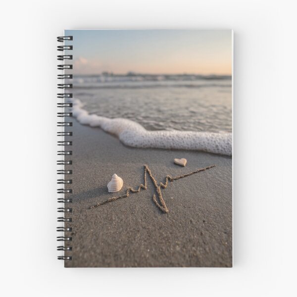 Item preview, Heartbeat Lifeline Pulse and Small Heart in Beach Sand designed and sold by chase-thewave.