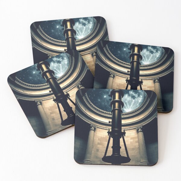 Item preview, Antique Telescope Under Open Dome — Romantic Observatory Wall Art designed and sold by semenol.