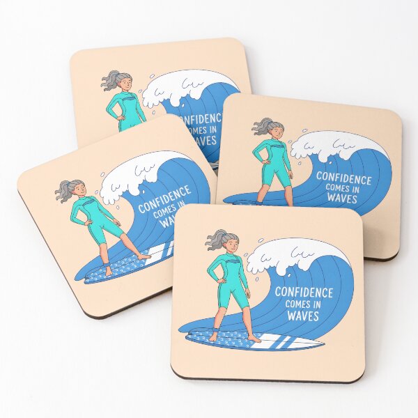 Item preview, Confidence Comes in Waves – Surfer Girl Riding a Big Wave designed and sold by Sea Gem.