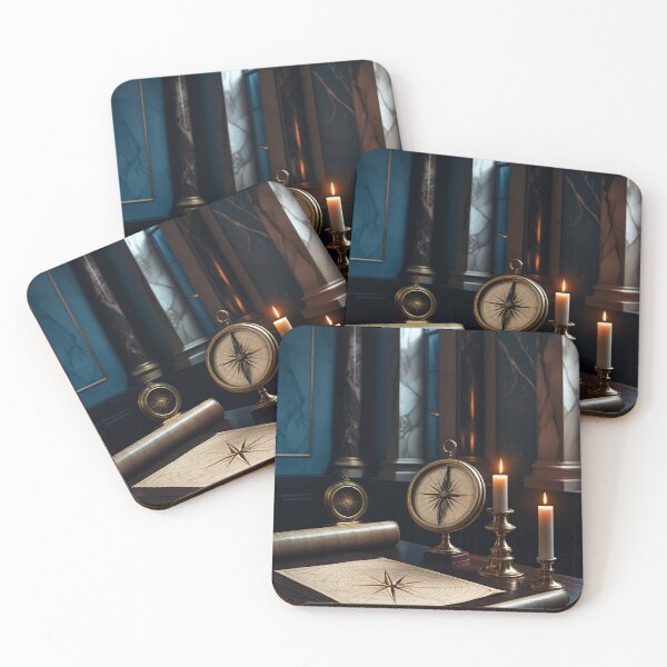 Item preview, Candlelit Desk with Star Charts — Vintage Astronomy Dark Academia Art designed and sold by semenol.