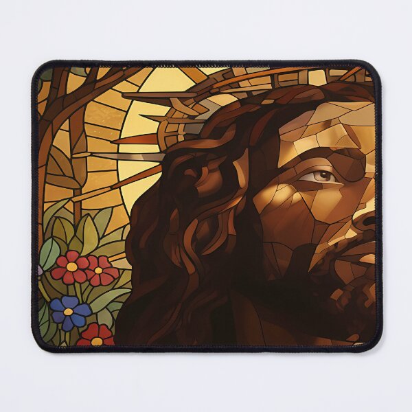 Item preview, Stained Glass Jesus with Crown of Thorns designed and sold by emmanuelsilve.