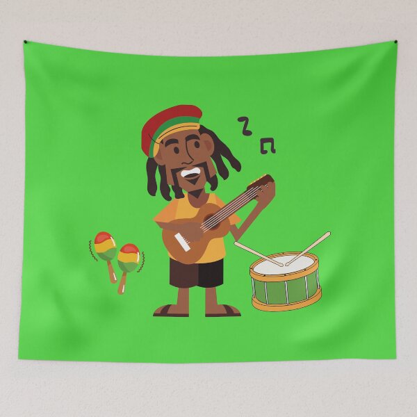 Item preview, Jamaican Reggae Guitar Player Cartoon – Rasta Music Vibes Illustration designed and sold by KingdomDesigns2.