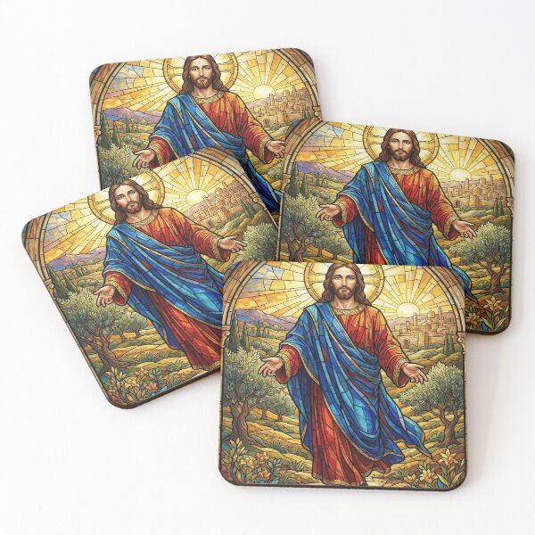 Item preview, Stained Glass Jesus in Landscape designed and sold by emmanuelsilve.