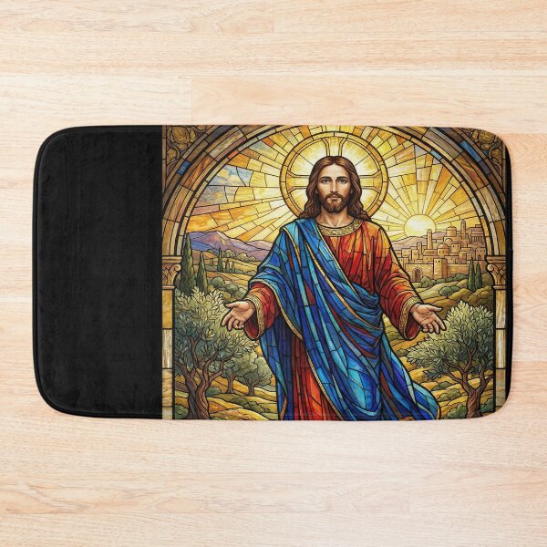 Item preview, Stained Glass Jesus in Landscape designed and sold by emmanuelsilve.