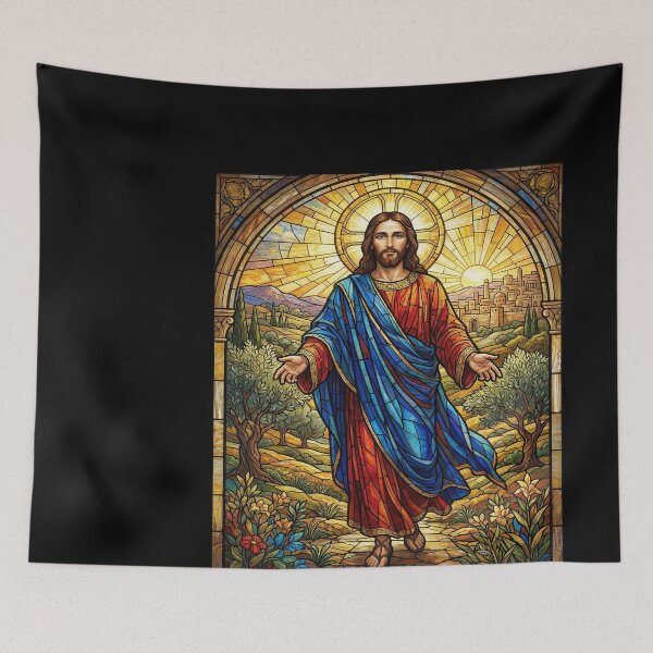 Item preview, Stained Glass Jesus in Landscape designed and sold by emmanuelsilve.