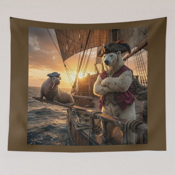 Item preview, Polar Bear Pirate Makes Walrus Walk the Plank designed and sold by Tridentulus.