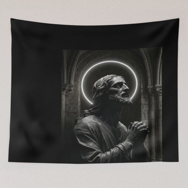 Item preview, Statue of Jesus praying with halo designed and sold by emmanuelsilve.