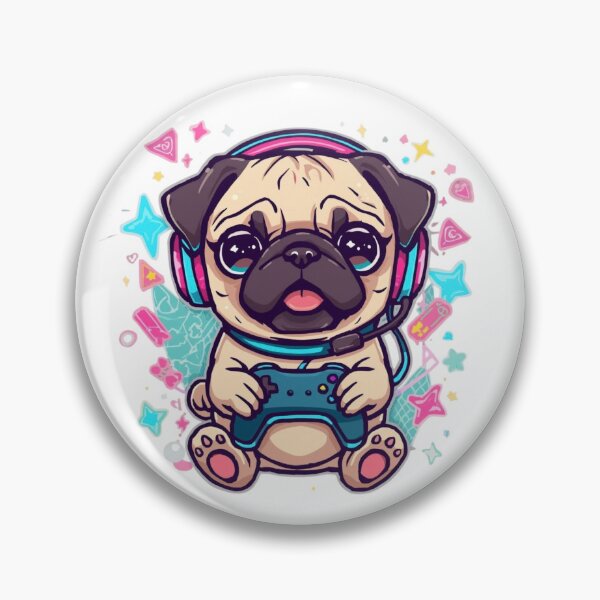Artikelvorschau, Cute Pug Gamer Neon entworfen und verkauft von A-F-M.