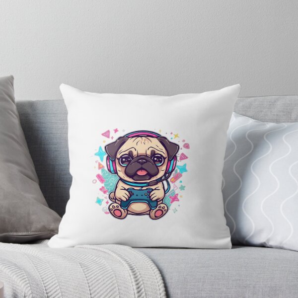 Artikelvorschau, Cute Pug Gamer Neon entworfen und verkauft von A-F-M.