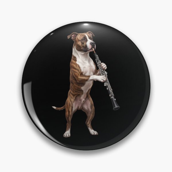 Item preview, American Staffordshire Terrier Playing Oboe Player Oboist Dog Lover designed and sold by DoodleTortle.