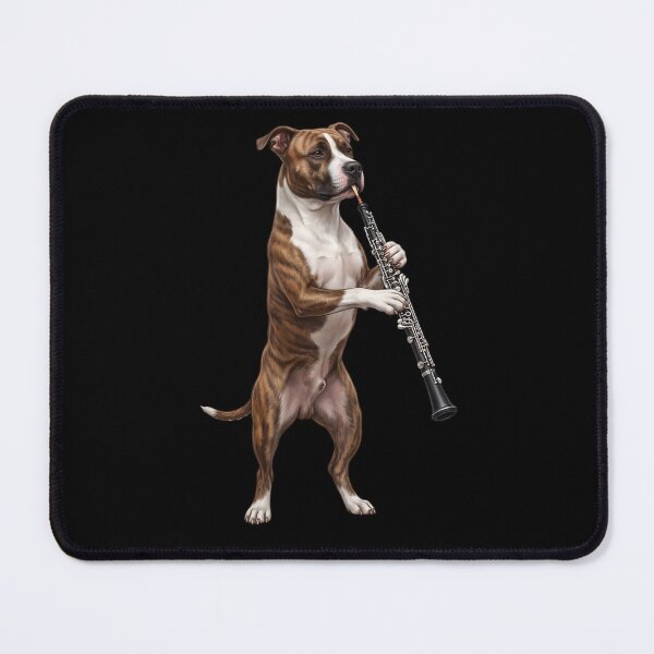 Item preview, American Staffordshire Terrier Playing Oboe Player Oboist Dog Lover designed and sold by DoodleTortle.