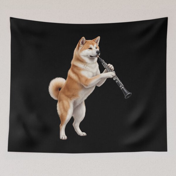Item preview, Akita Playing Oboe Player Oboist Dog Lover designed and sold by DoodleTortle.