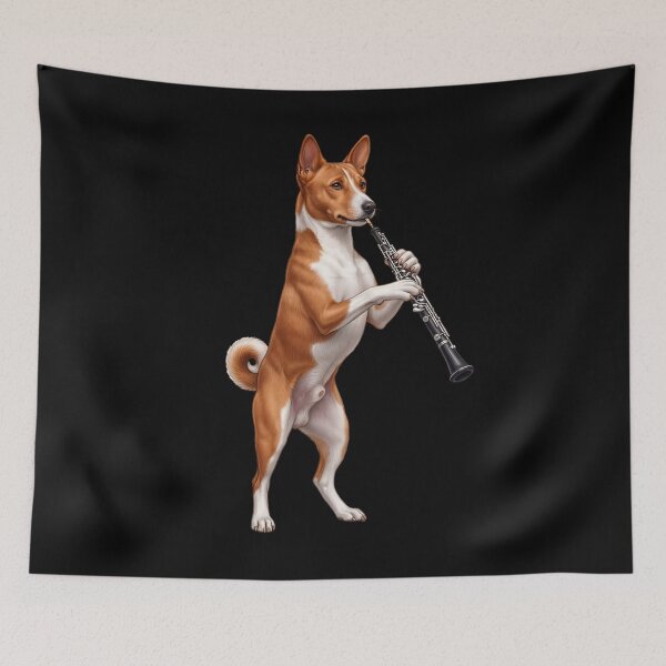 Item preview, Basenji Playing Oboe Player Oboist Dog Lover designed and sold by DoodleTortle.