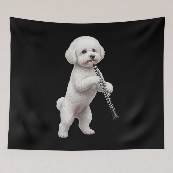 Item preview, Bichon Frise Playing Oboe Player Oboist Dog Lover designed and sold by DoodleTortle.