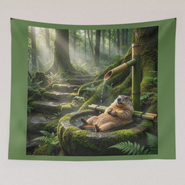 Item preview, Groundhog Bathes in Shishi Odoshi Fountain designed and sold by Tridentulus.