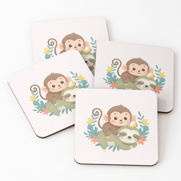 Item preview, Cute Monkey Riding Sloth with Banana designed and sold by naragon4289.