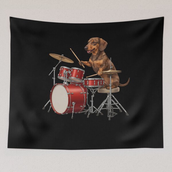 Item preview, Dachshund Playing Drum Kit Drummer Dog Lover designed and sold by TerryConnells.