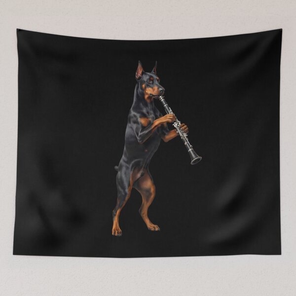 Item preview, Doberman Pinscher Playing Clarinet Player Clarinetist Dog Lover designed and sold by TerryConnells.