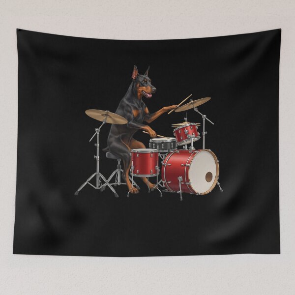 Item preview, Doberman Pinscher Playing Drum Kit Drummer Dog Lover designed and sold by TerryConnells.