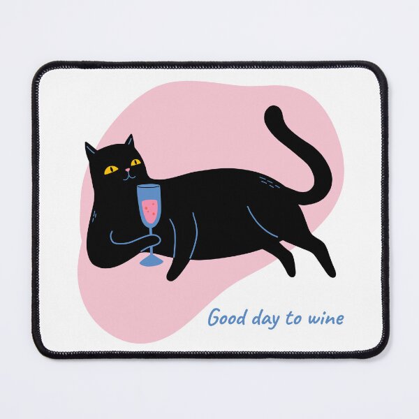 Item preview, Good Day to Wine with Cute Black Cat - Wine and Cats Lover designed and sold by siempredesign.