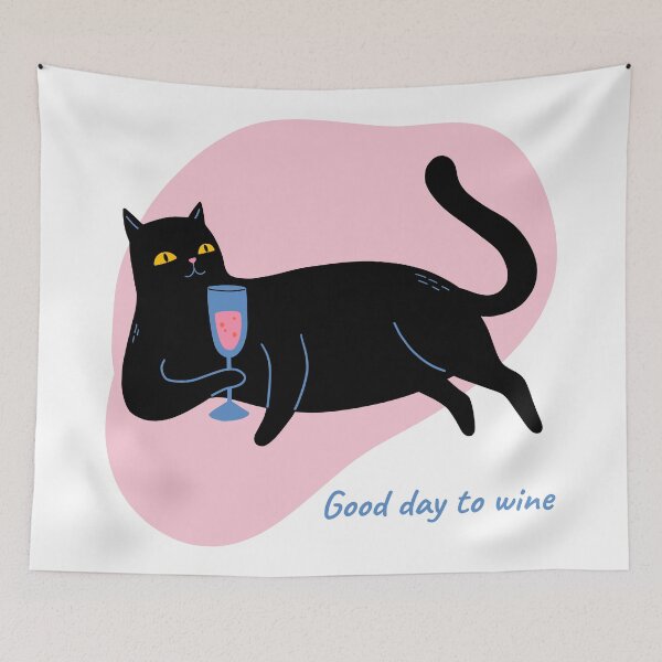 Item preview, Good Day to Wine with Cute Black Cat - Wine and Cats Lover designed and sold by siempredesign.