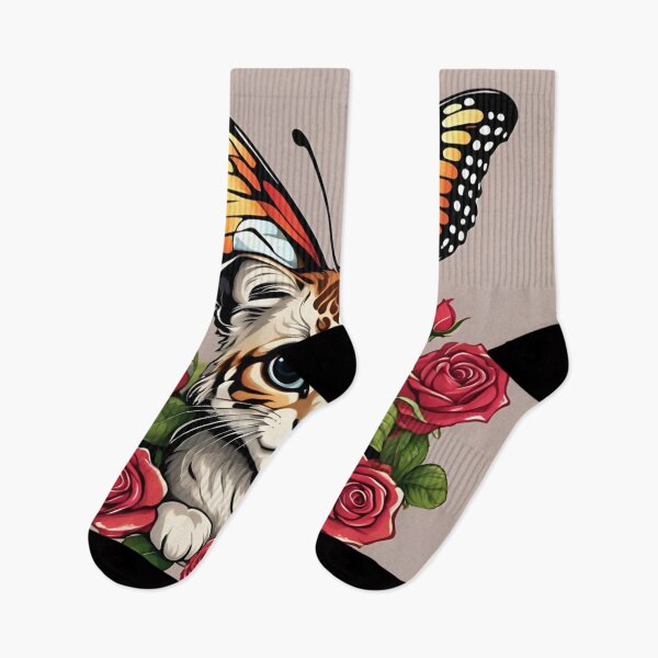 Item preview, Butterfly Crowned Kitten Among Crimson Roses designed and sold by CASASIS_MERCH.