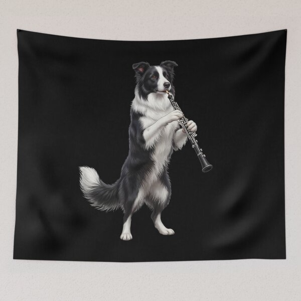 Item preview, Border Collie Playing Oboe Player Oboist Dog Lover designed and sold by DoodleTortle.