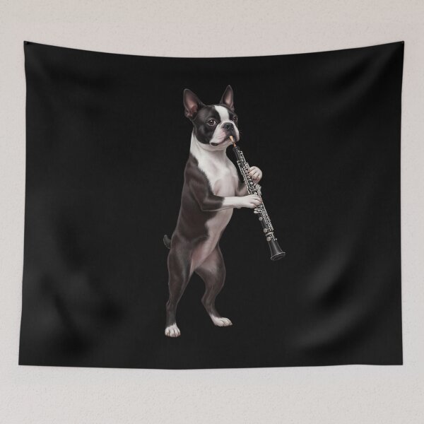 Item preview, Boston Terrier Playing Oboe Player Oboist Dog Lover designed and sold by DoodleTortle.