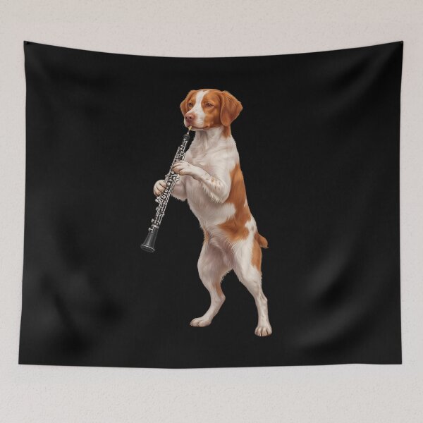 Item preview, Brittany Playing Oboe Player Oboist Dog Lover designed and sold by DoodleTortle.