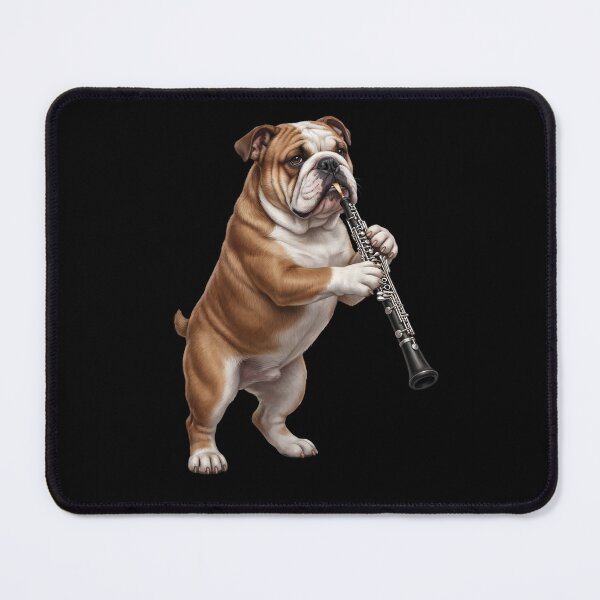 Item preview, Bulldog Playing Oboe Player Oboist Dog Lover designed and sold by DoodleTortle.